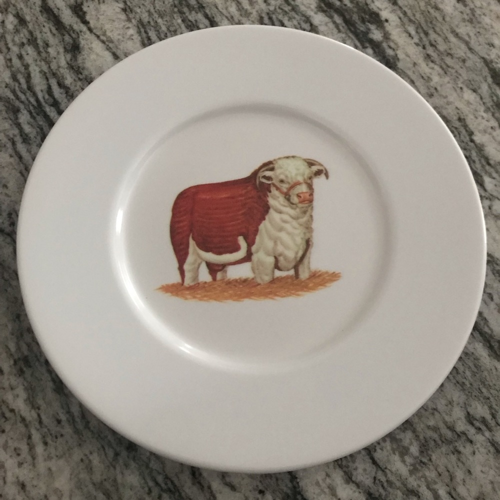 Waverly Line Vintage Melamine Hereford Bull Plates